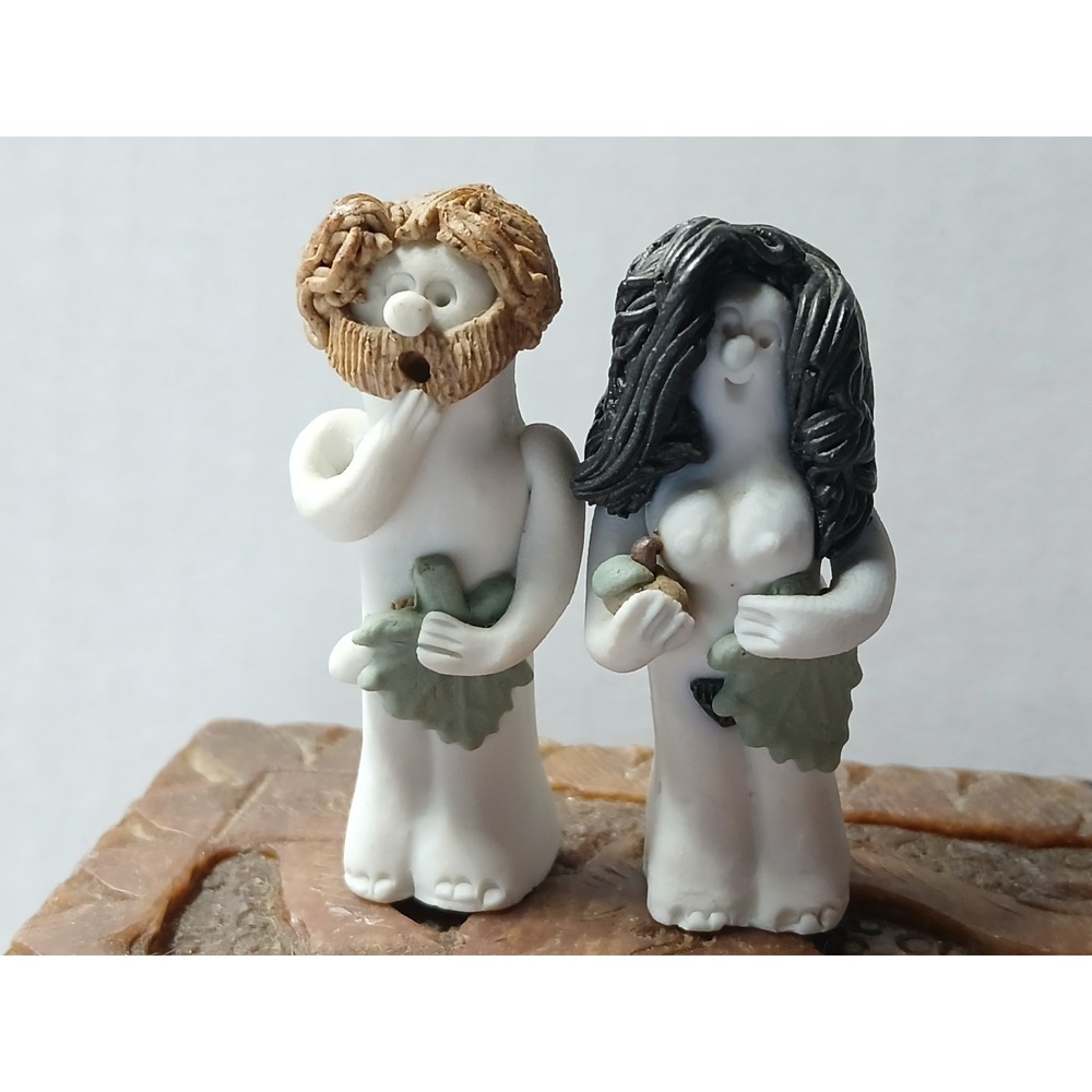 Mini Raw‎ Ceramic / Clay Adam And Eve  FIGURINES - RARE
